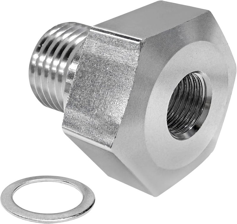 MUQIDA LS Swap Oil Pressure Sensor Adapter, M16-1.5 to 1/8 NPT Thread Pipe Fitting Adapter with Washer, Aluminum Oil Pressure Gauge Fittings for LS Series Engines LS1 LSX LS3 - Image 1